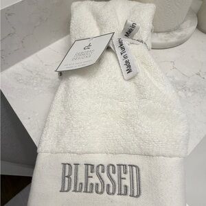 2 White 'Blessed' Hand Towels